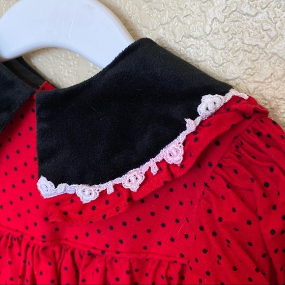 Vintage girls red and black dress Bryan made in the USA toddler polka dots - Picture 2 of 4